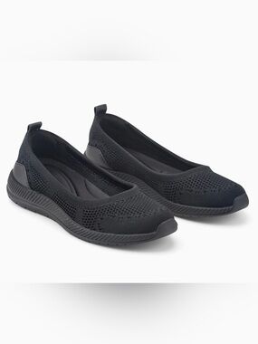 Easy Spirit Knit Slip-On Flats - Black Size 9XW